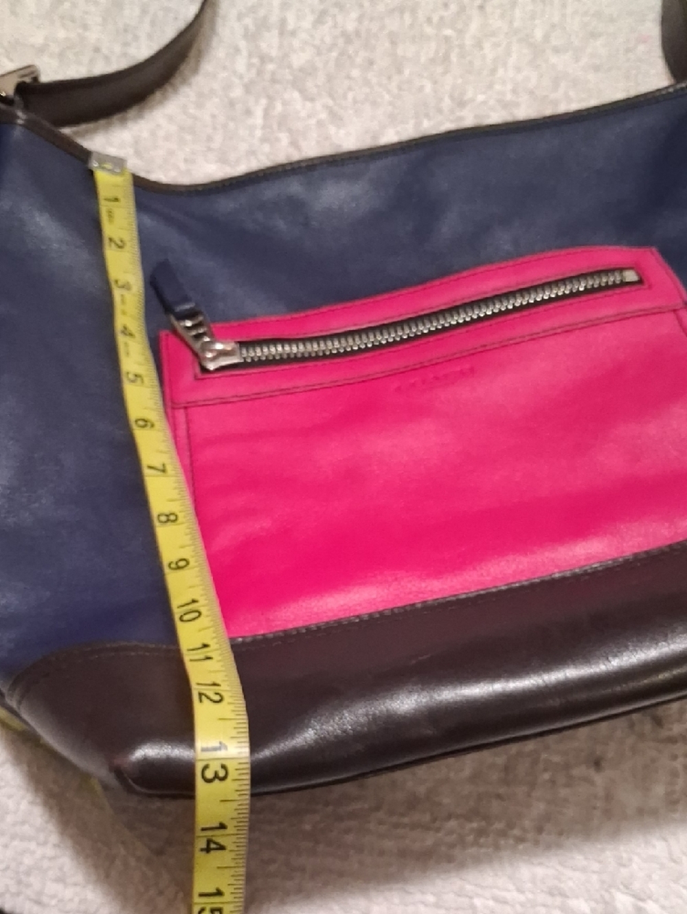 Coach Legacy Colorblock Navy and Hot Pink Leather Duffle Bag - Picture 6 of 9